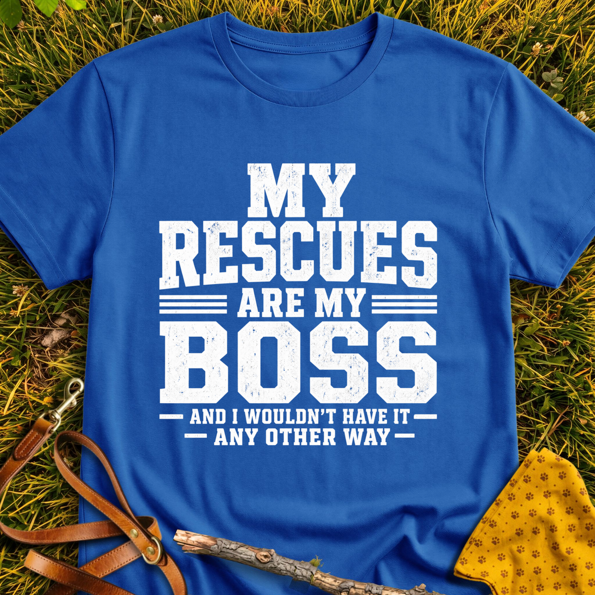My Boss T-shirt T-shirt in Royal - Furever Mode rescue dog tee