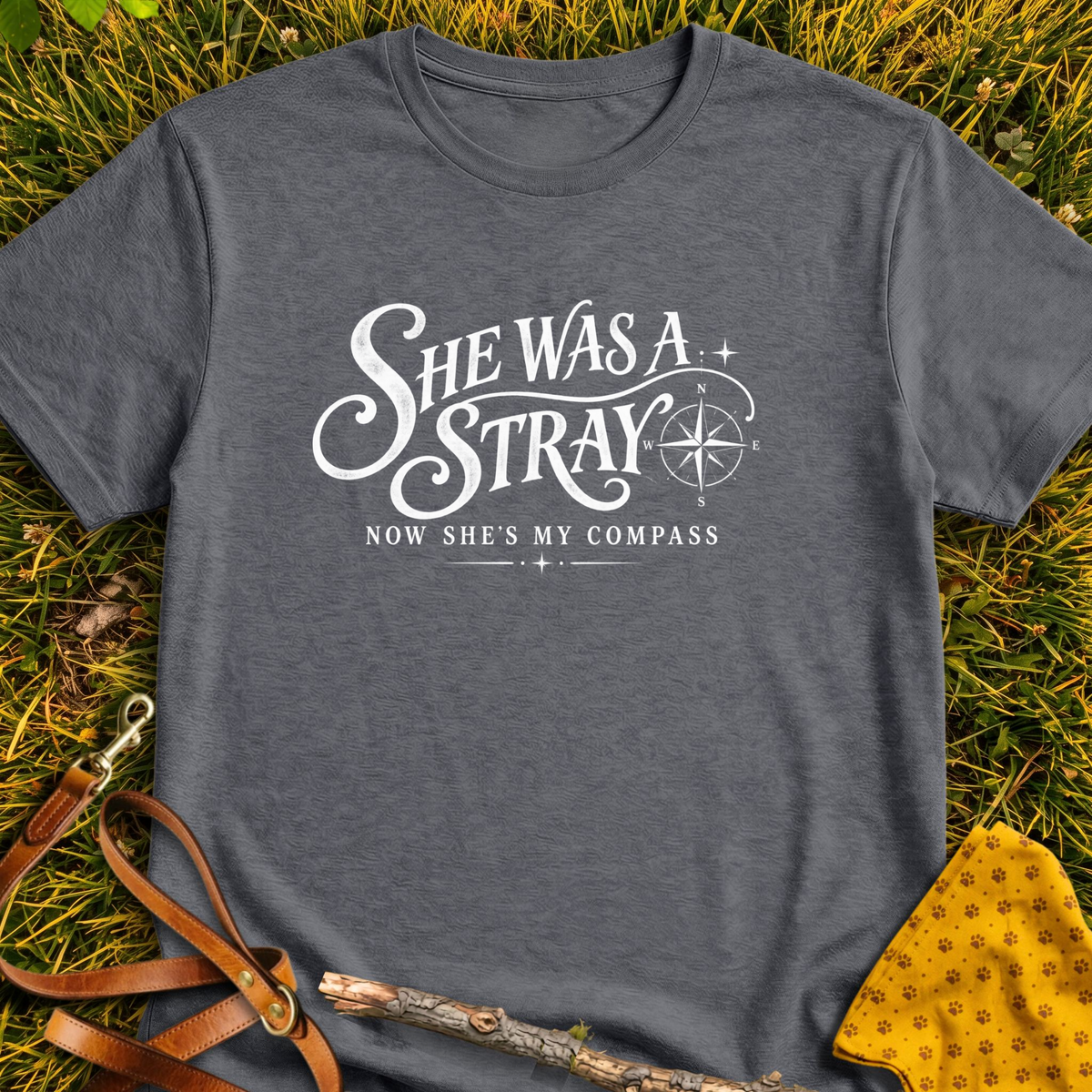 My Compass T-shirt T-shirt in Dark Heather - Furever Mode rescue dog tee