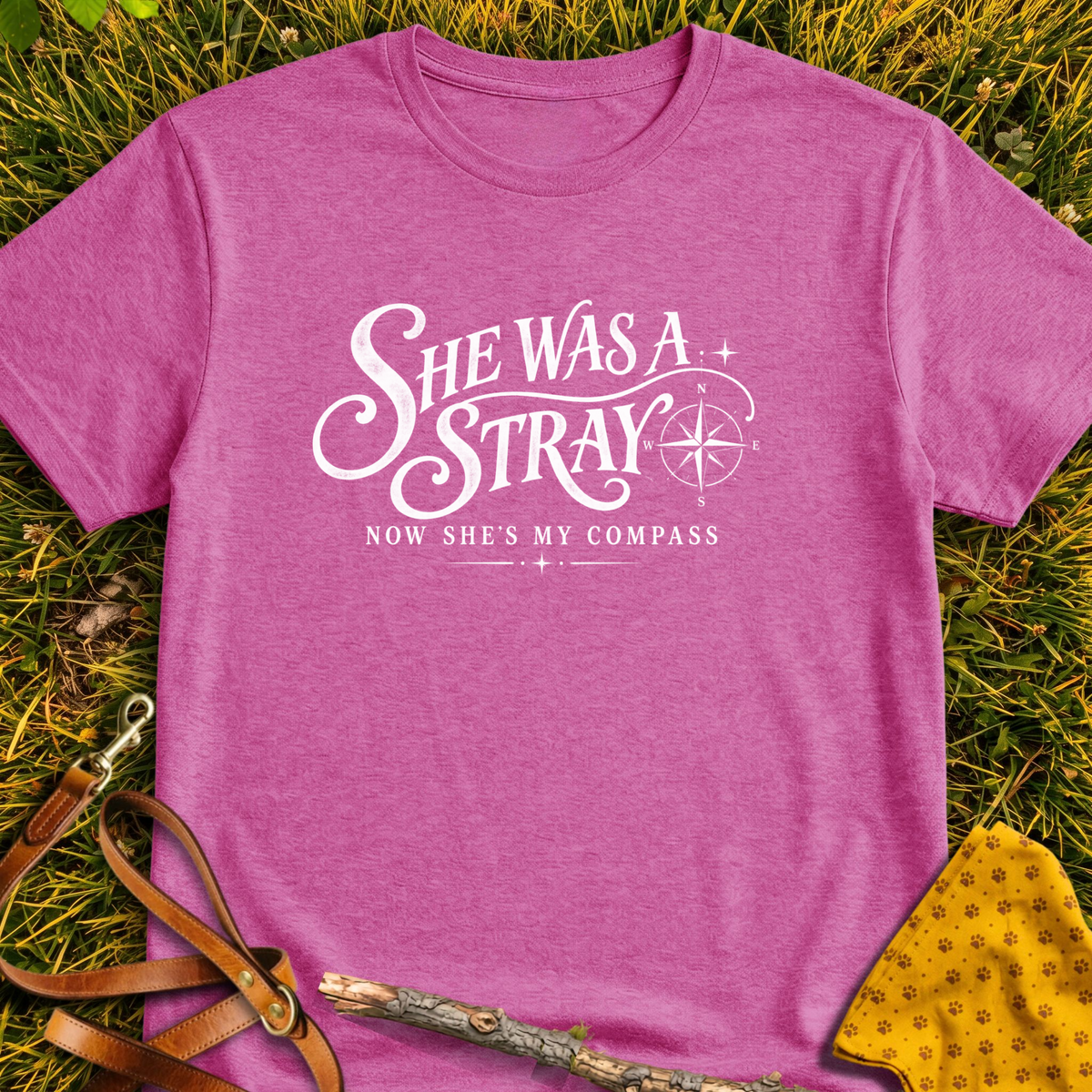 My Compass T-shirt T-shirt in Heather Berry - Furever Mode rescue dog tee