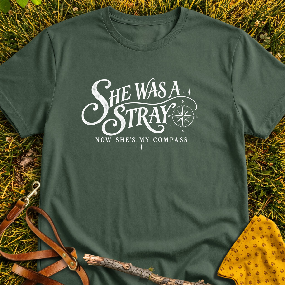 My Compass T-shirt T-shirt in Military Green - Furever Mode rescue dog tee