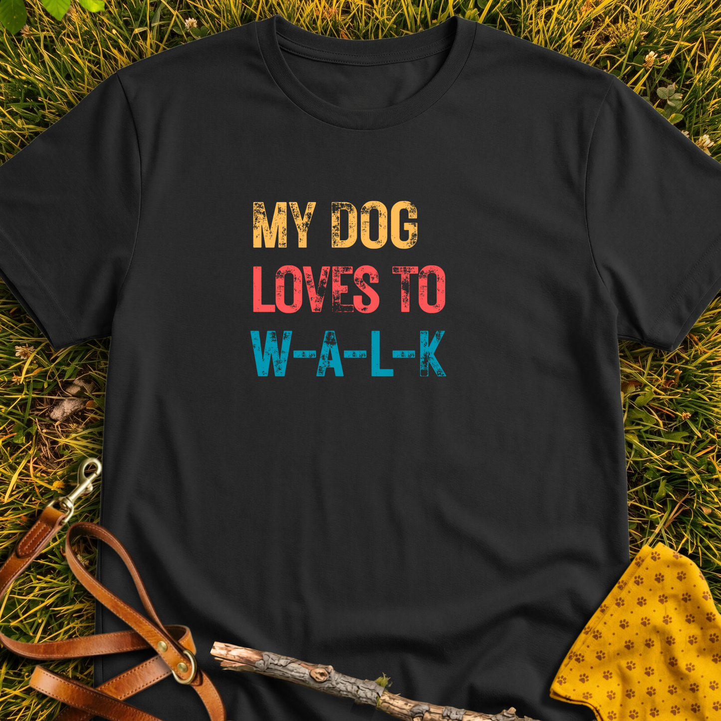 My Dog Loves to W-A-L-K T-shirt T-shirt in Black - Furever Mode rescue dog tee