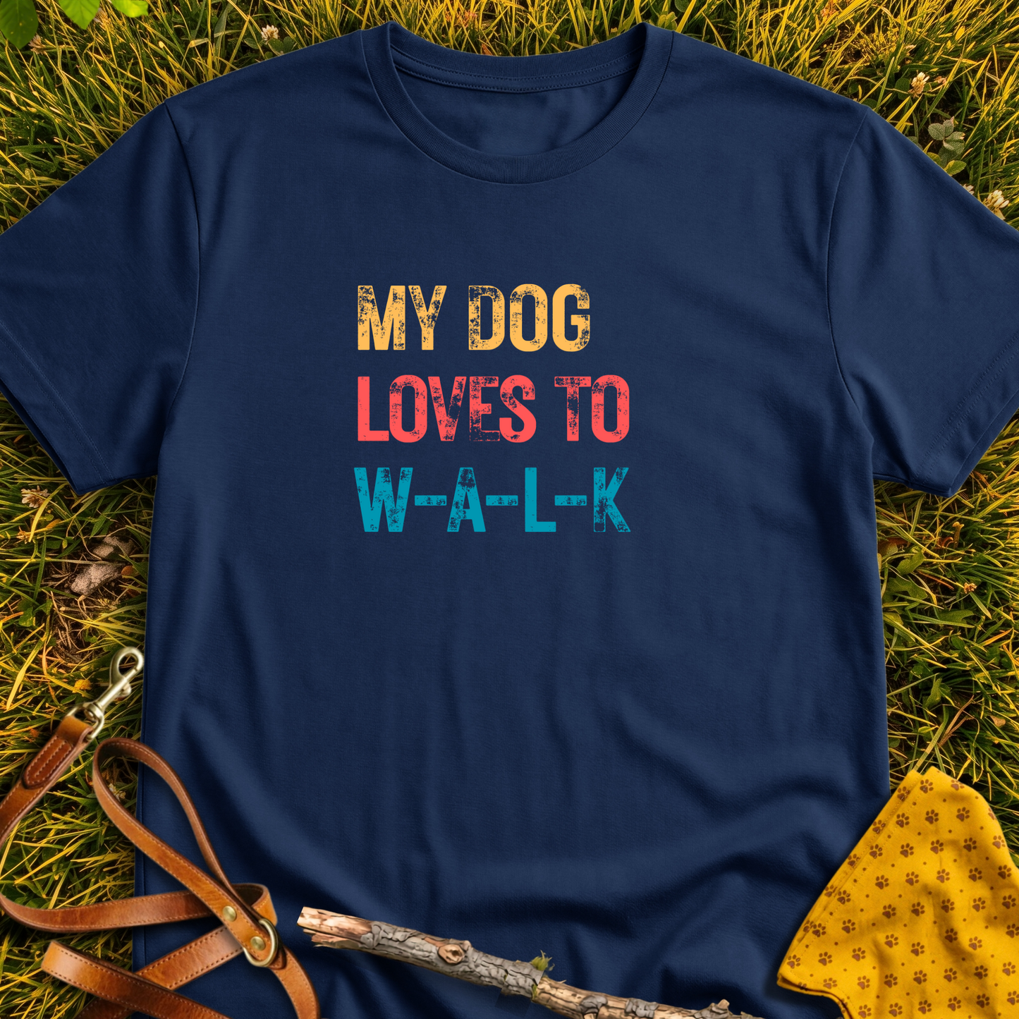 My Dog Loves to W-A-L-K T-shirt T-shirt in Navy - Furever Mode rescue dog tee