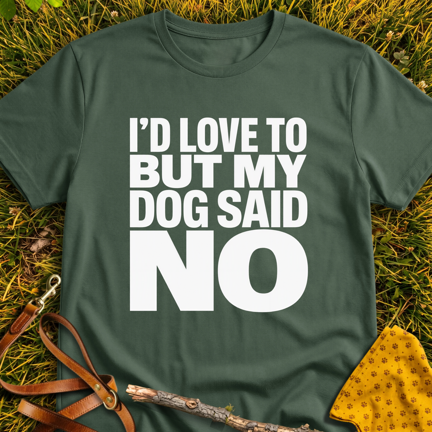 My Dog Says No T-shirt T-shirt in Military Green - Furever Mode rescue dog tee