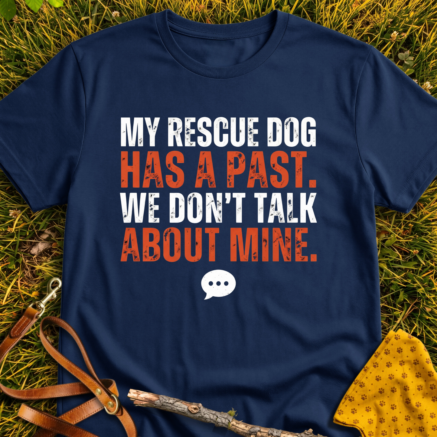 My Dog has a Past T-shirt T-shirt in Navy - Furever Mode rescue dog tee