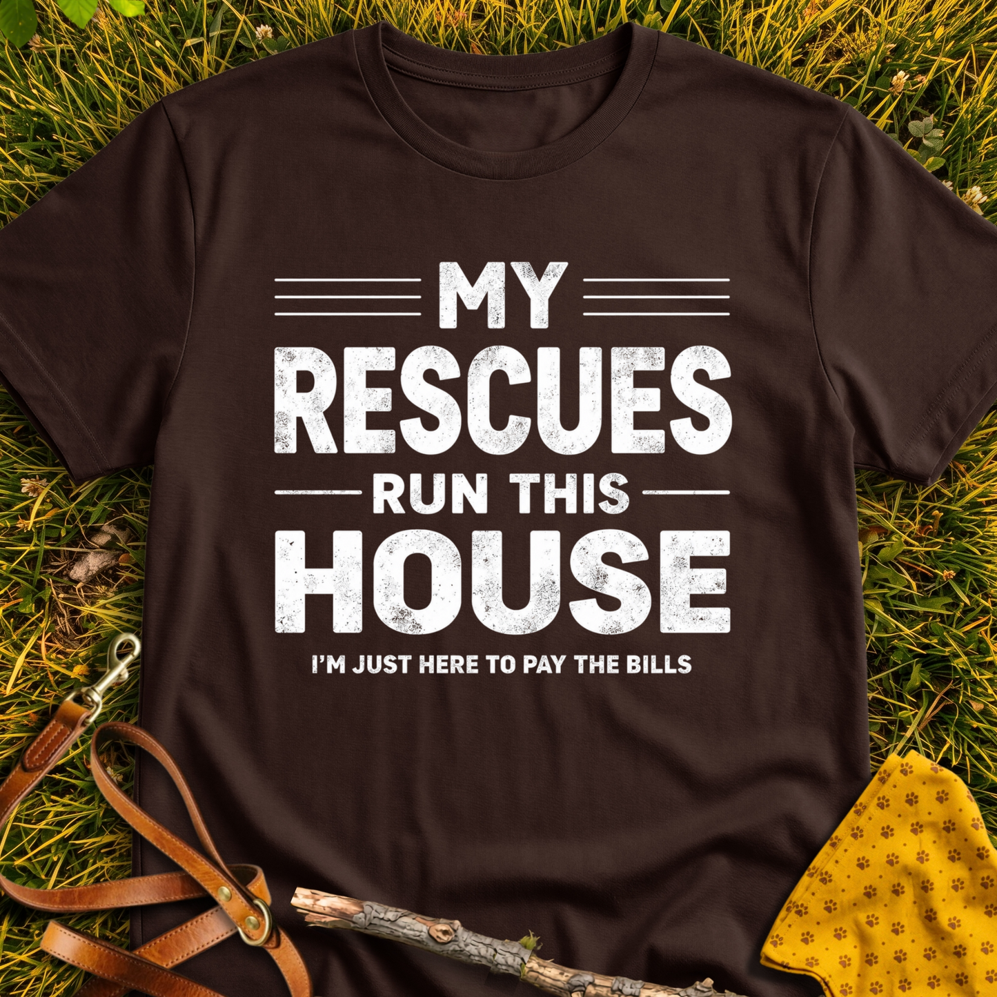 My Rescues Run This House - T-Shirt T-shirt in Dark Chocolate - Furever Mode rescue dog tee