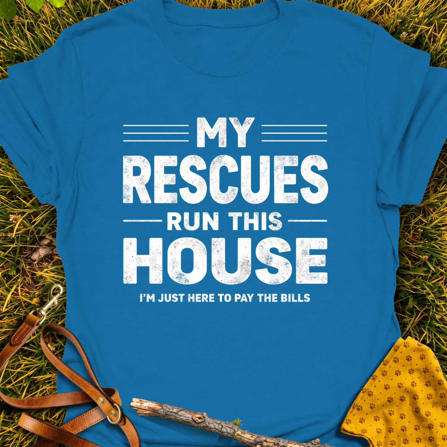 My Rescues Run This House - T-Shirt T-shirt in Sapphire - Furever Mode rescue dog tee