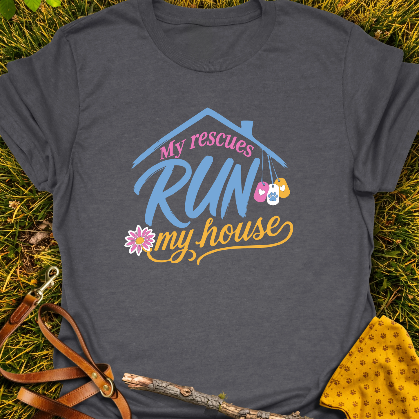 My Rescues T-shirt T-shirt in Dark Heather Grey - Furever Mode rescue dog tee