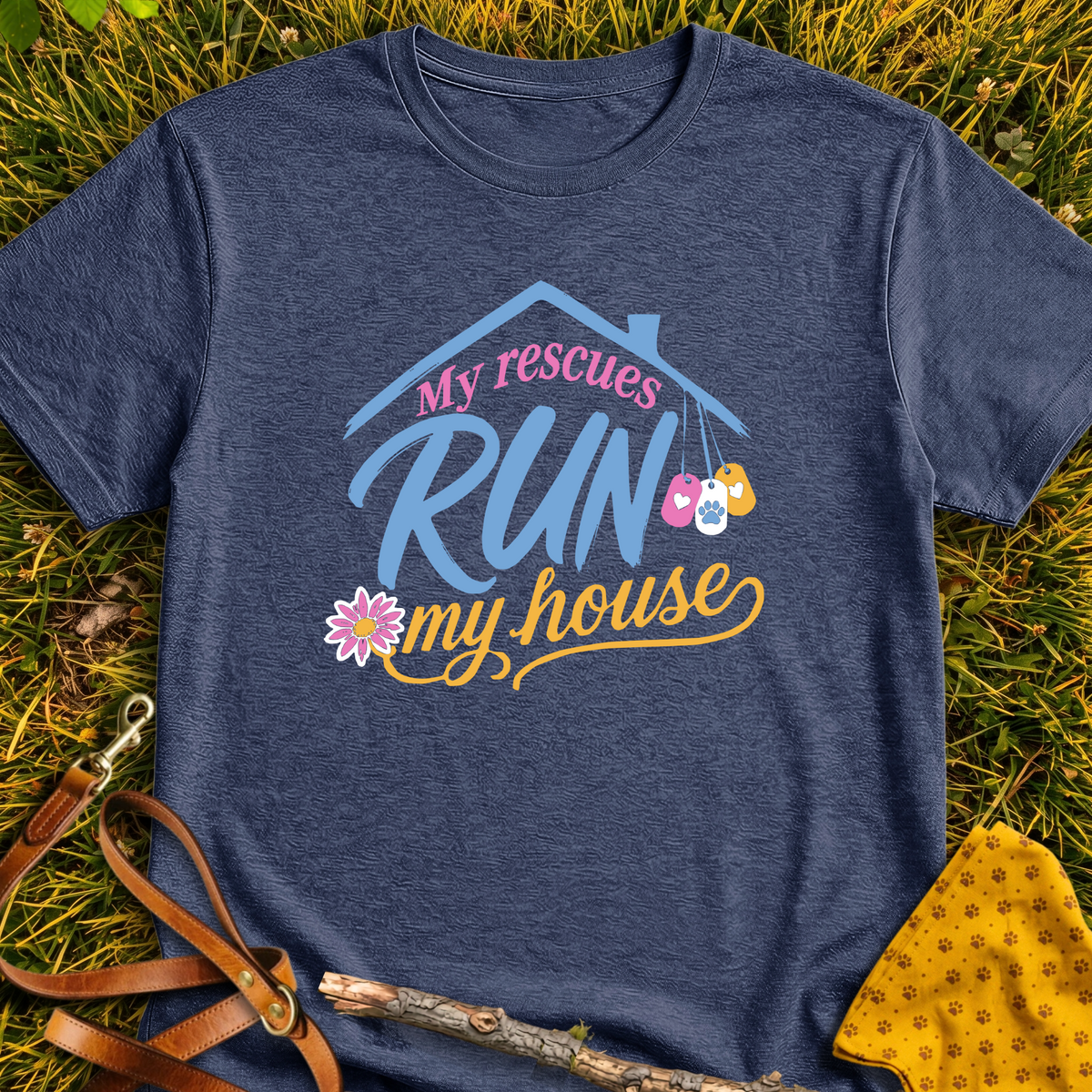 My Rescues T-shirt T-shirt in Heather Navy - Furever Mode rescue dog tee