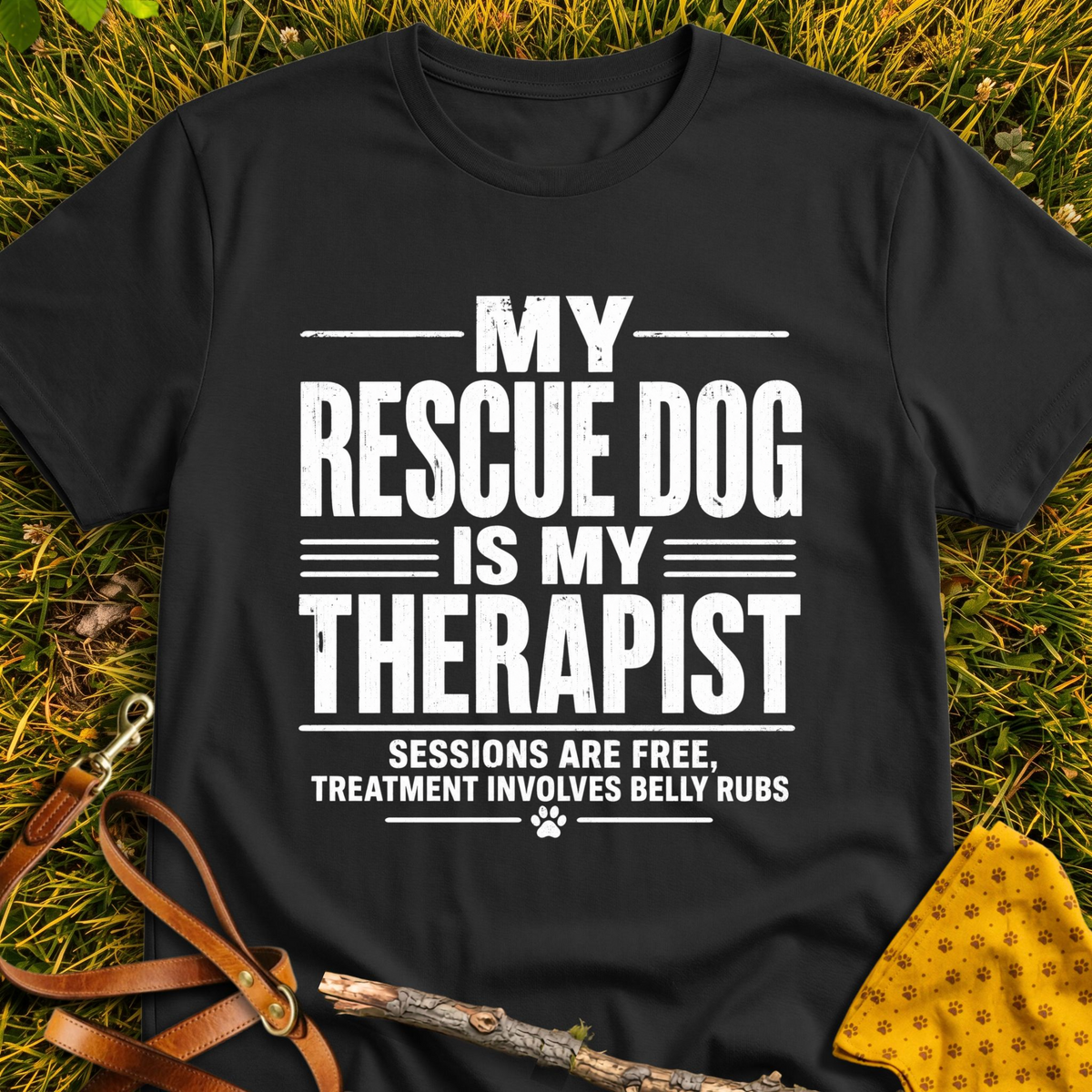 My Therapist T-shirt T-shirt in Black - Furever Mode rescue dog tee