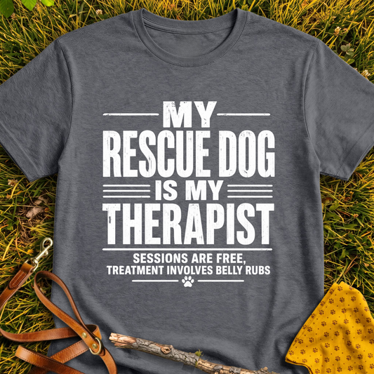 My Therapist T-shirt T-shirt in Dark Heather - Furever Mode rescue dog tee