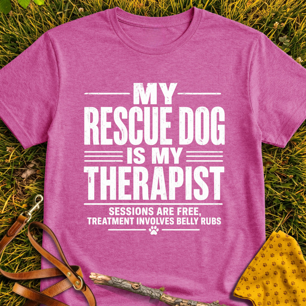 My Therapist T-shirt T-shirt in Heather Berry - Furever Mode rescue dog tee