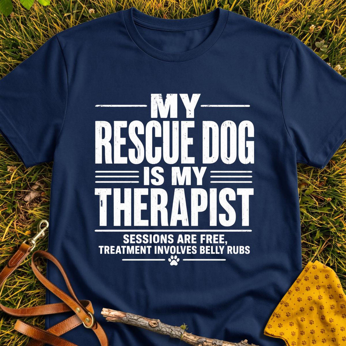 My Therapist T-shirt T-shirt in Navy - Furever Mode rescue dog tee