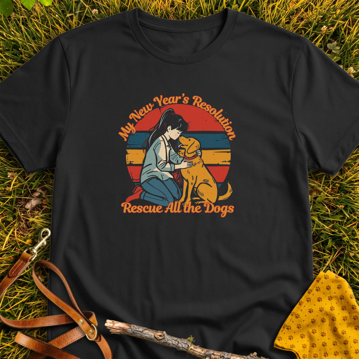 New Year's Resolution T-shirt T-shirt in Black - Furever Mode rescue dog tee