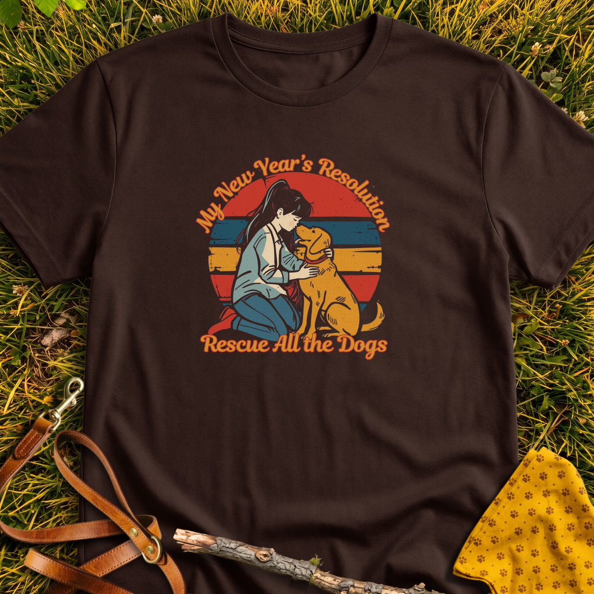 New Year's Resolution T-shirt T-shirt in Dark Chocolate - Furever Mode rescue dog tee