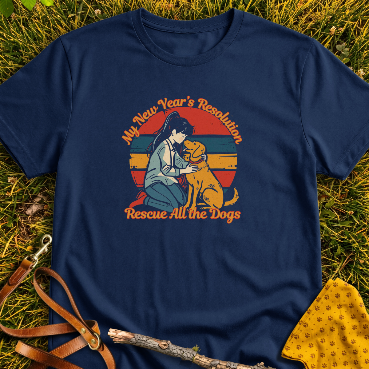 New Year's Resolution T-shirt T-shirt in Navy - Furever Mode rescue dog tee