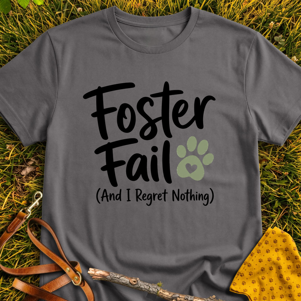 No Regrets T-shirt T-shirt in Charcoal - Furever Mode rescue dog tee