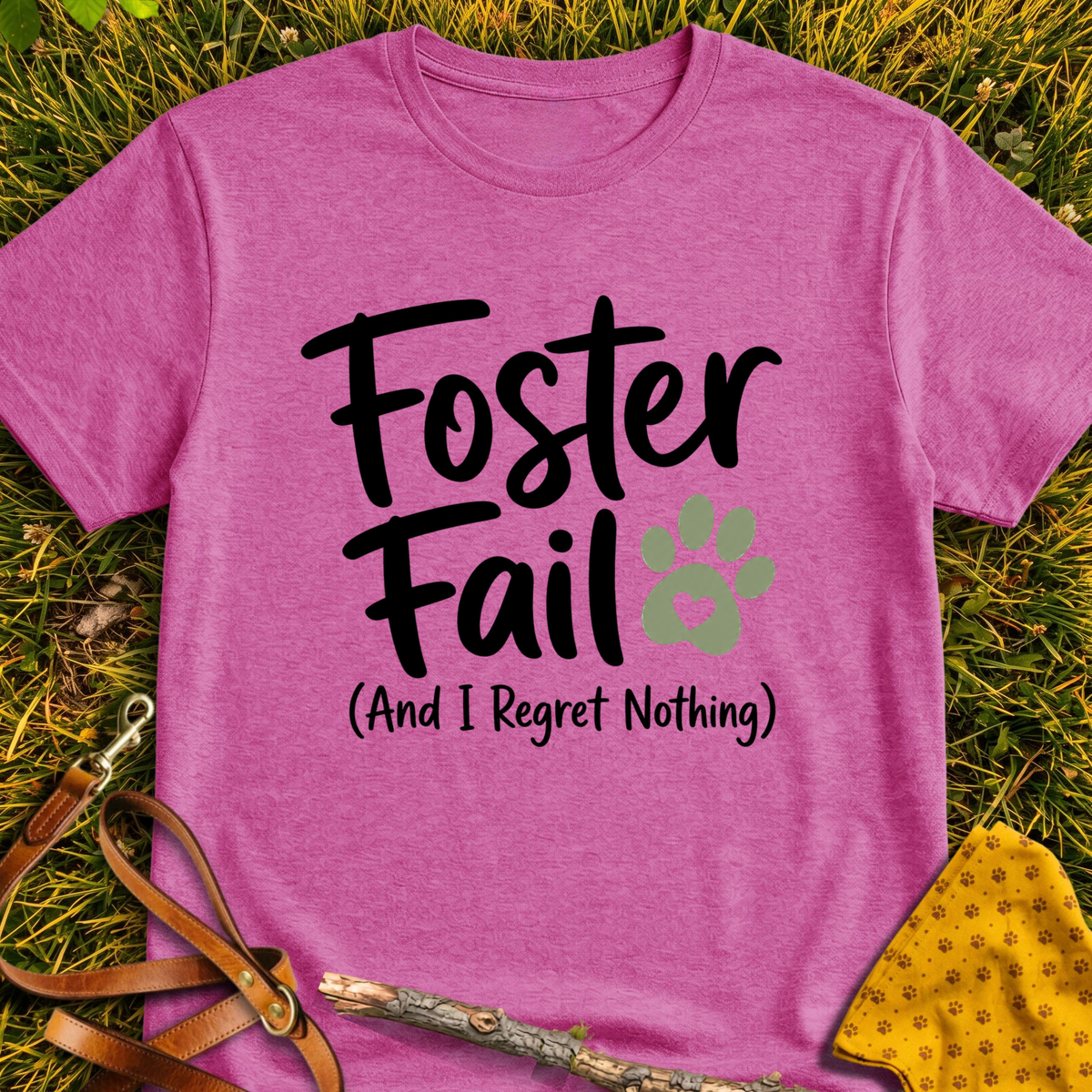 No Regrets T-shirt T-shirt in Heather Berry - Furever Mode rescue dog tee