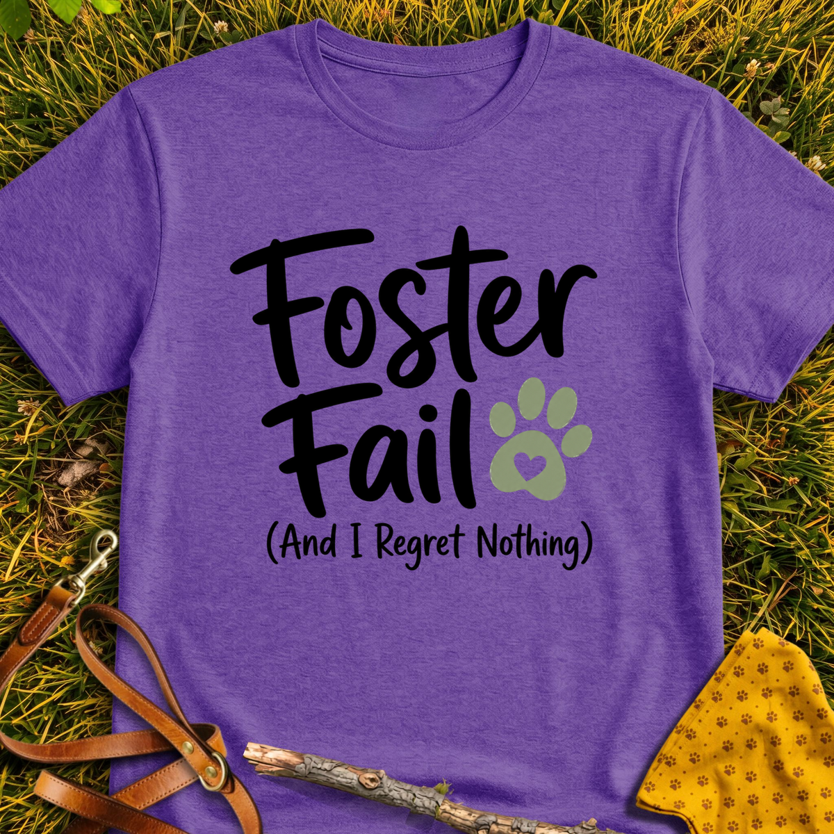 No Regrets T-shirt T-shirt in Heather Purple - Furever Mode rescue dog tee