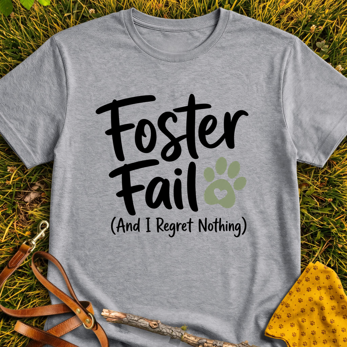 No Regrets T-shirt T-shirt in Sport Grey - Furever Mode rescue dog tee