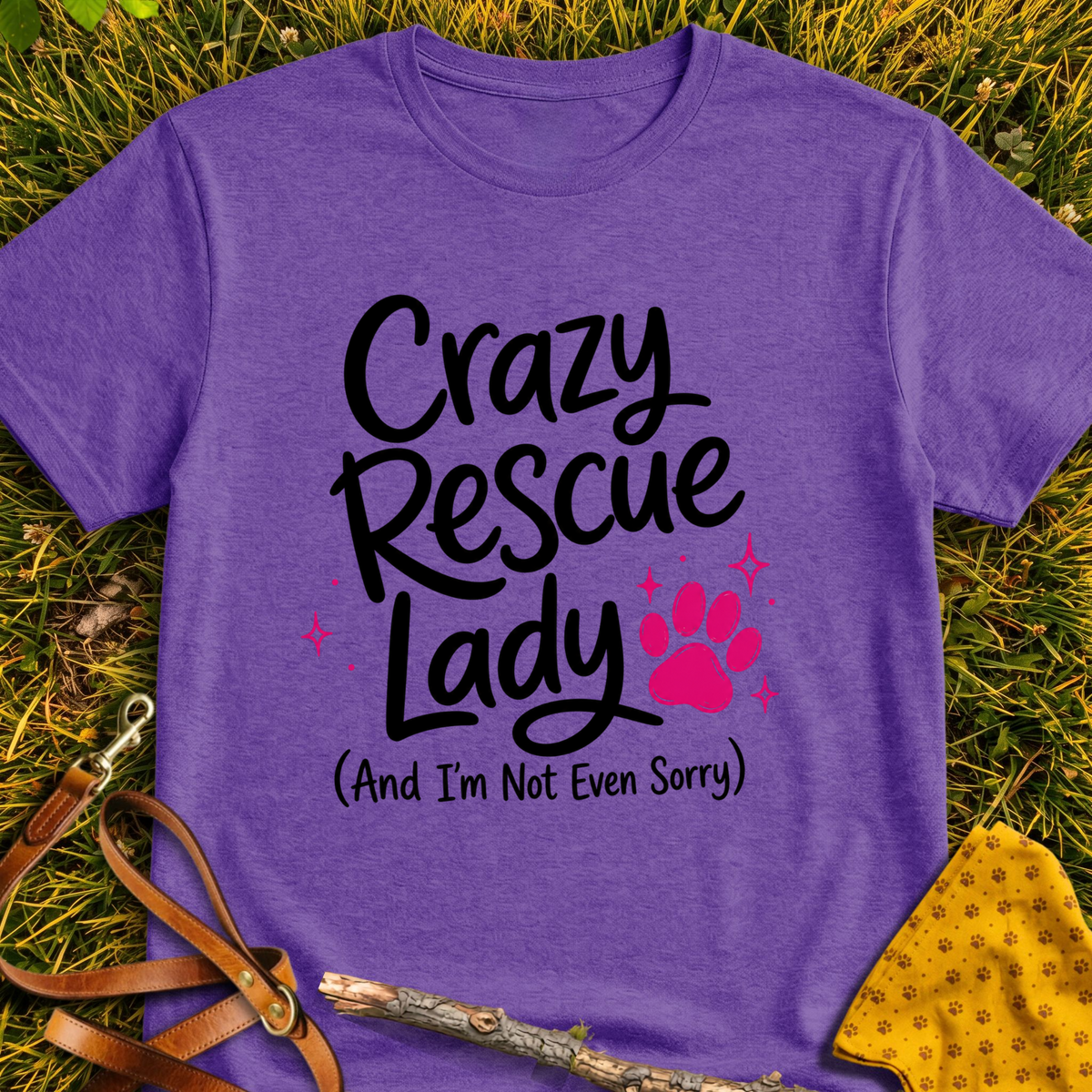 Not Sorry T-shirt T-shirt in Heather Purple - Furever Mode rescue dog tee