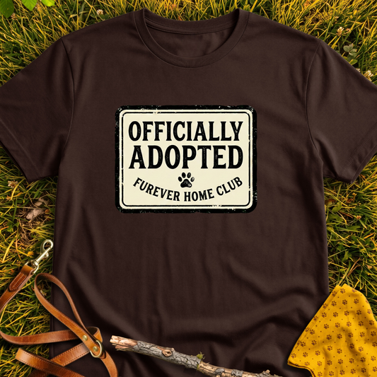 Officially Adopted Rectangle T-shirt T-shirt in Dark Chocolate - Furever Mode rescue dog tee