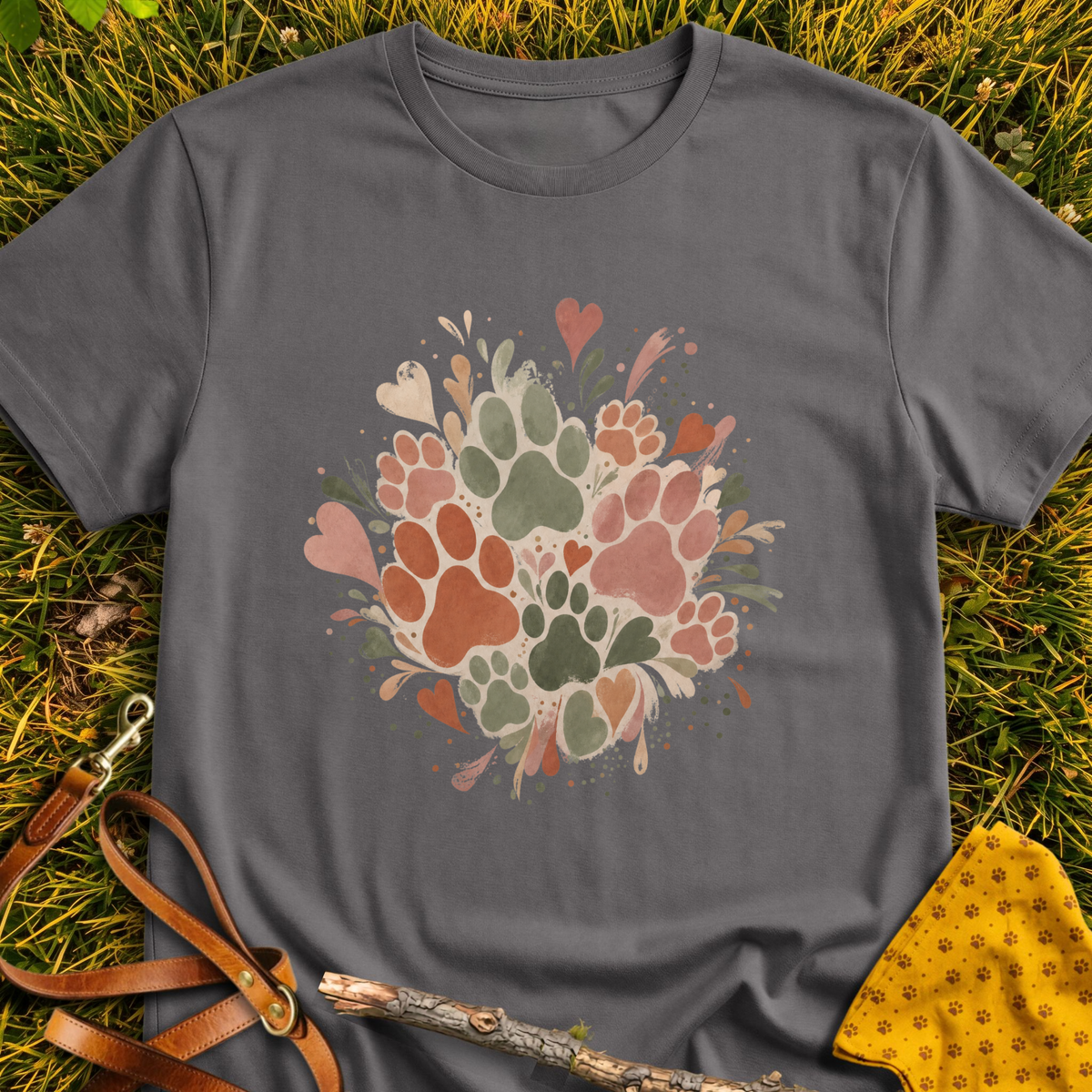 Painted Paws T-shirt T-shirt in Charcoal - Furever Mode rescue dog tee