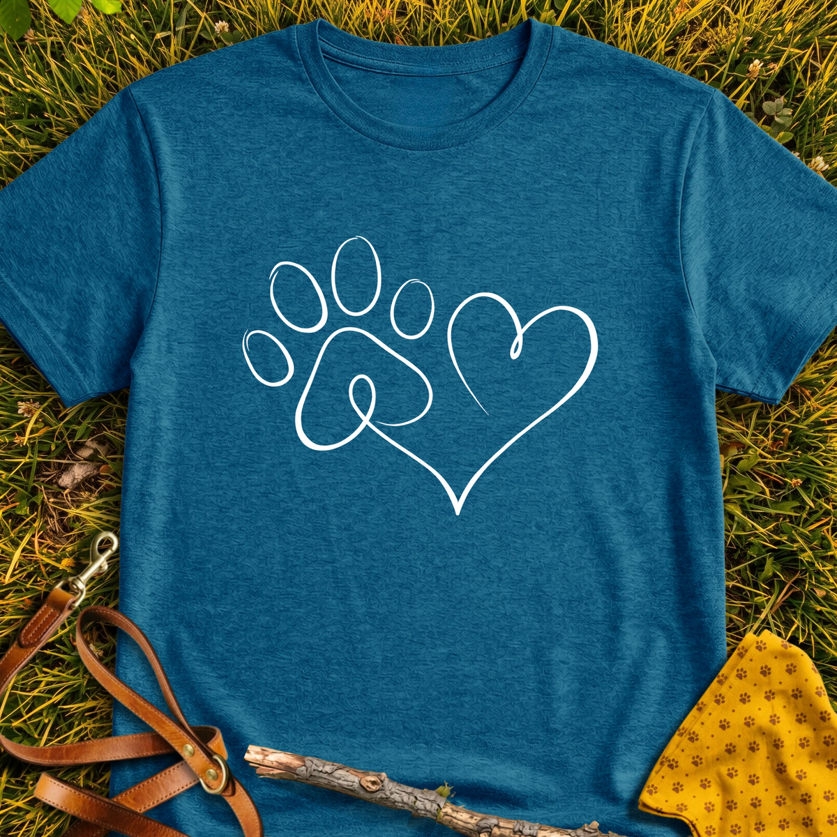 Paw Heart T-shirt T-shirt in Antique Sapphire - Furever Mode rescue dog tee