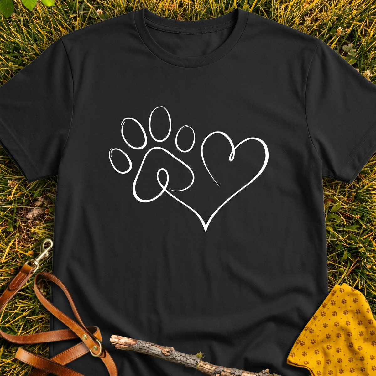 Paw Heart T-shirt T-shirt in Black - Furever Mode rescue dog tee