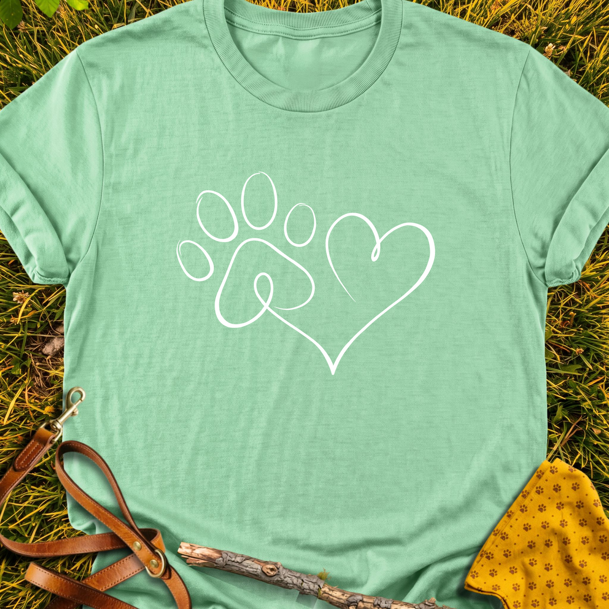 Paw Heart T-shirt T-shirt in Mint Green - Furever Mode rescue dog tee