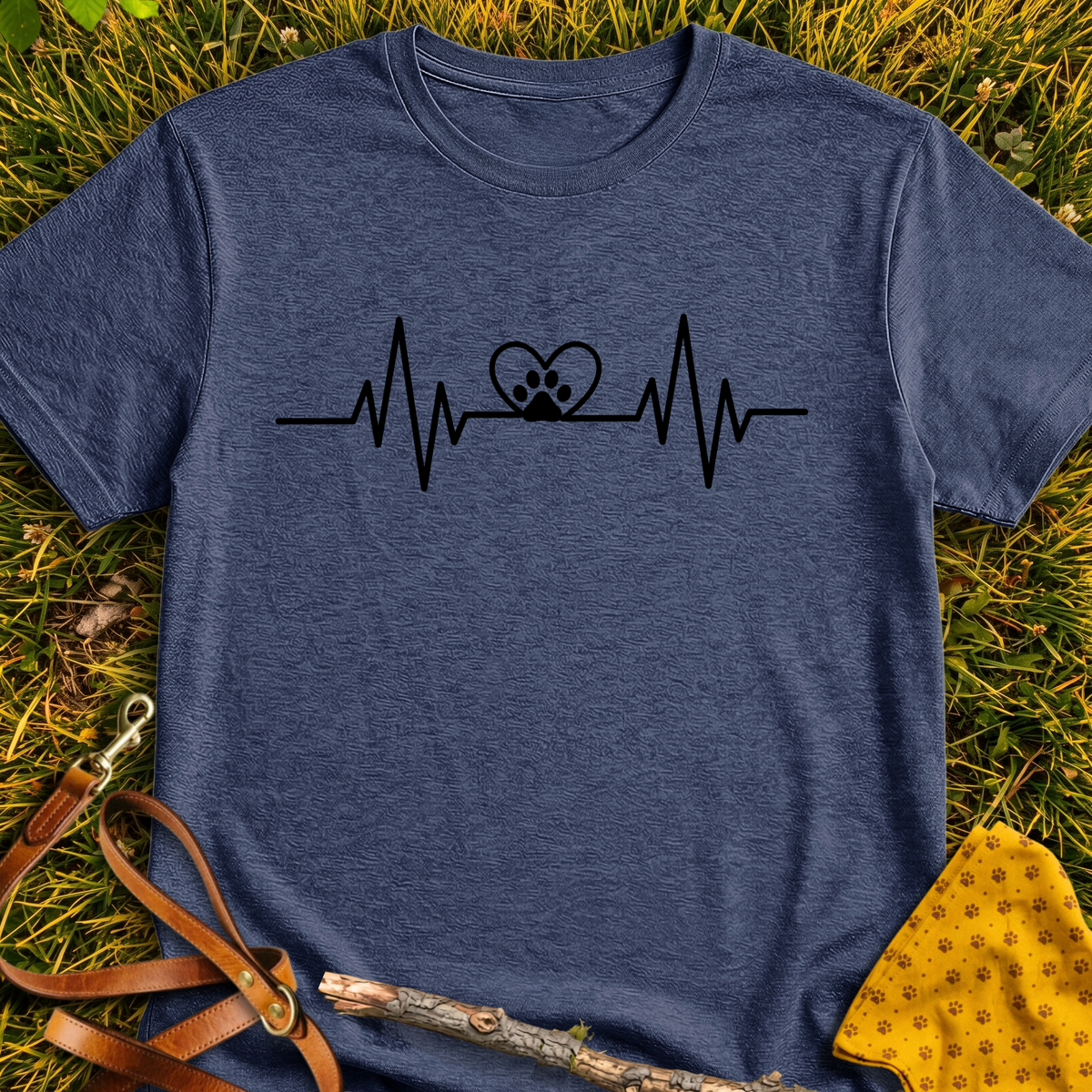 Pawbeat T-shirt T-shirt in Heather Navy - Furever Mode rescue dog tee