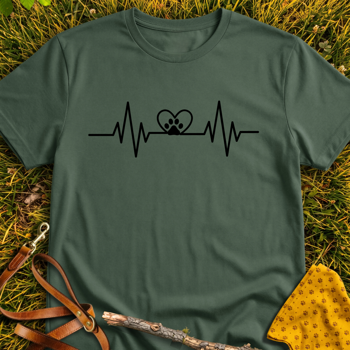 Pawbeat T-shirt T-shirt in Military Green - Furever Mode rescue dog tee