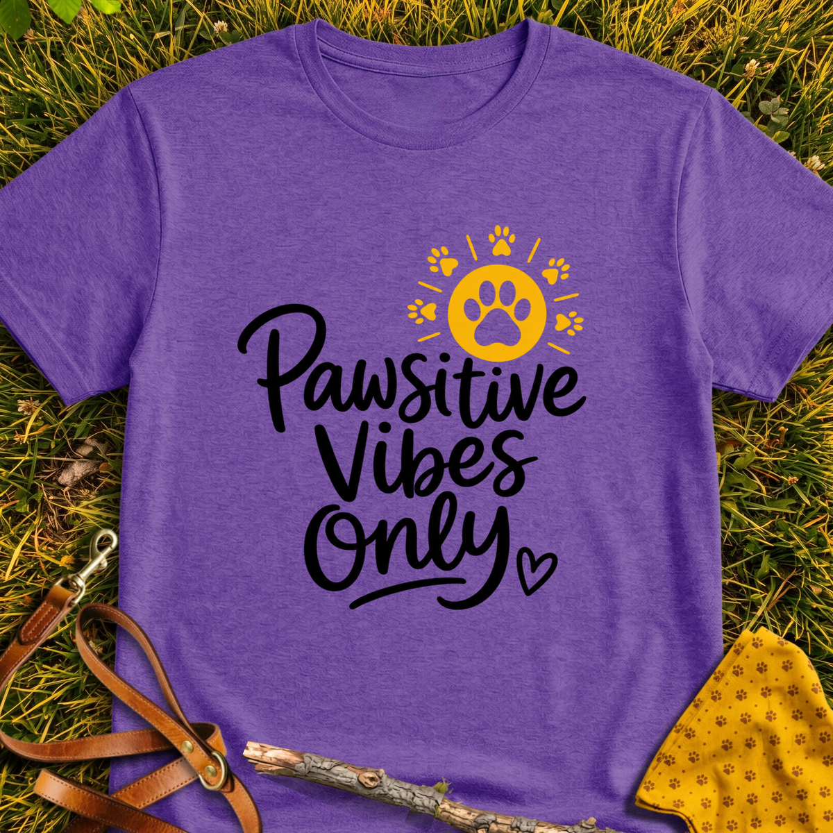 Pawsitive T-shirt T-shirt in Heather Purple - Furever Mode rescue dog tee