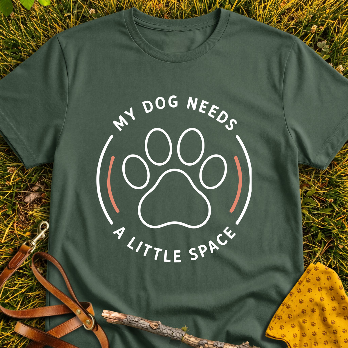 Personal Space T-shirt T-shirt in Military Green - Furever Mode rescue dog tee