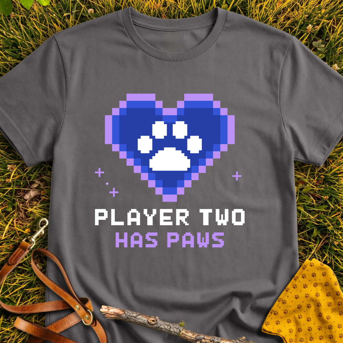 Player Two T-shirt T-shirt in Charcoal - Furever Mode rescue dog tee