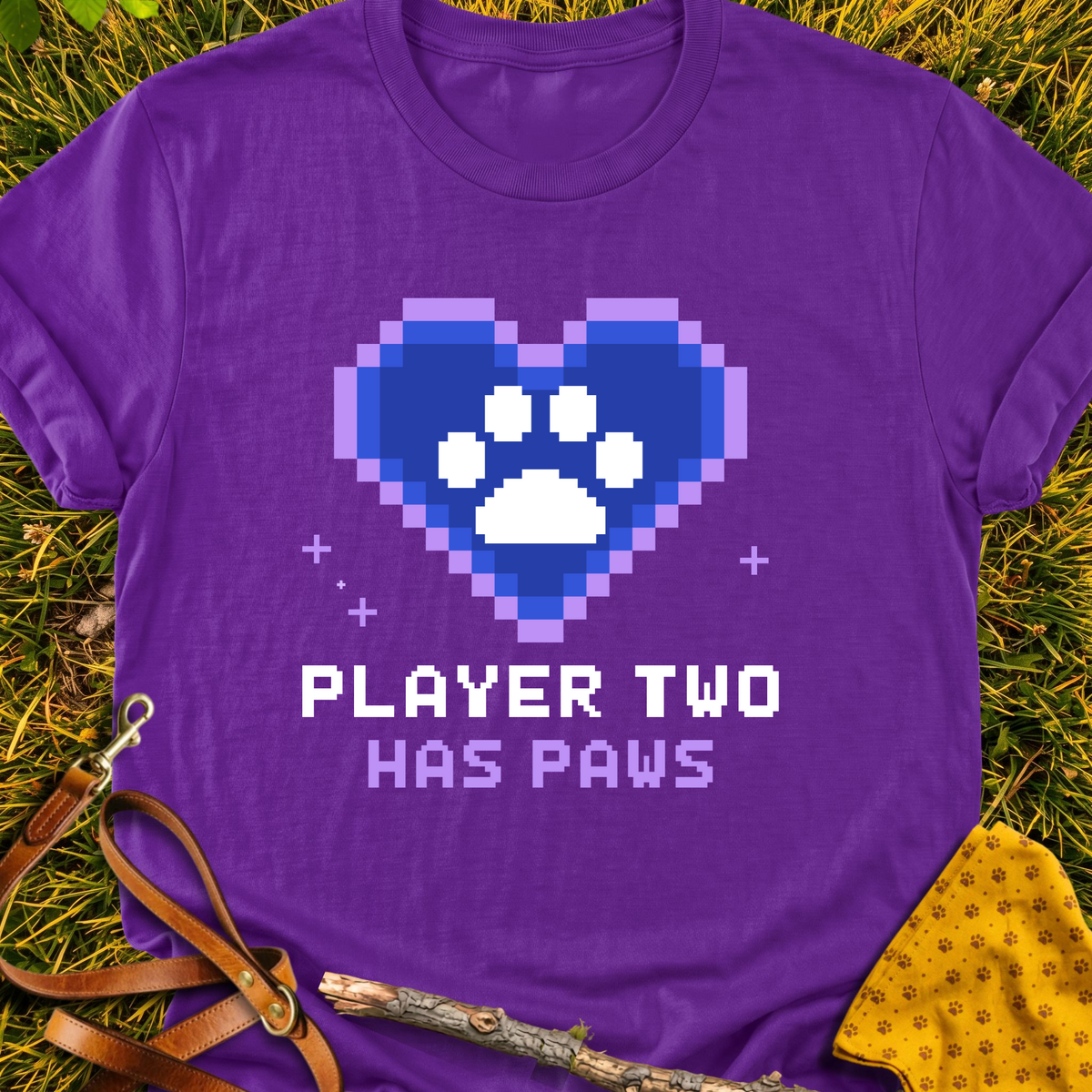 Player Two T-shirt T-shirt in Purple - Furever Mode rescue dog tee