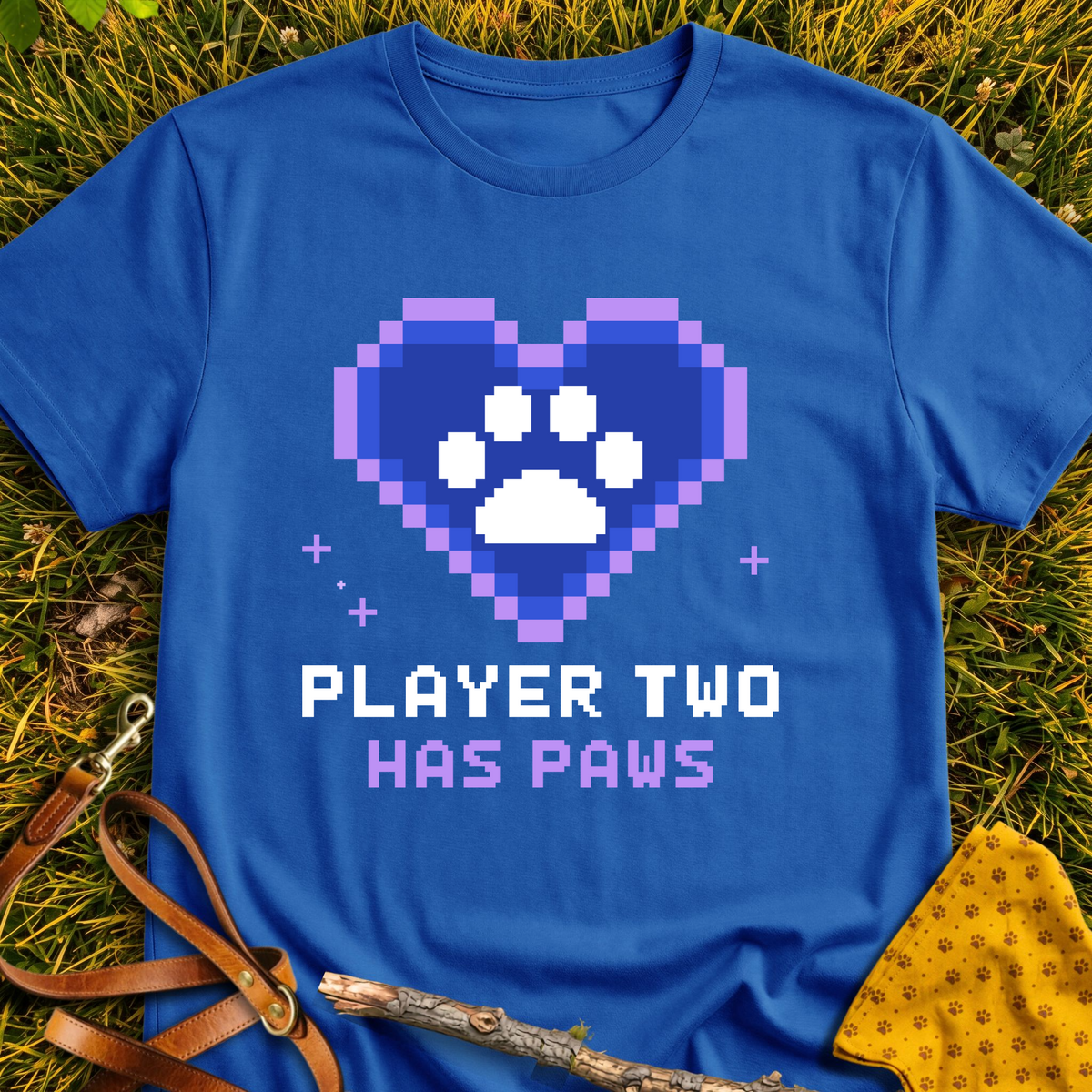 Player Two T-shirt T-shirt in Royal - Furever Mode rescue dog tee