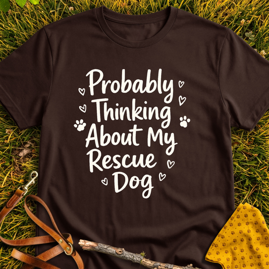 Probably Thinking Hearts T-shirt T-shirt in Dark Chocolate - Furever Mode rescue dog tee
