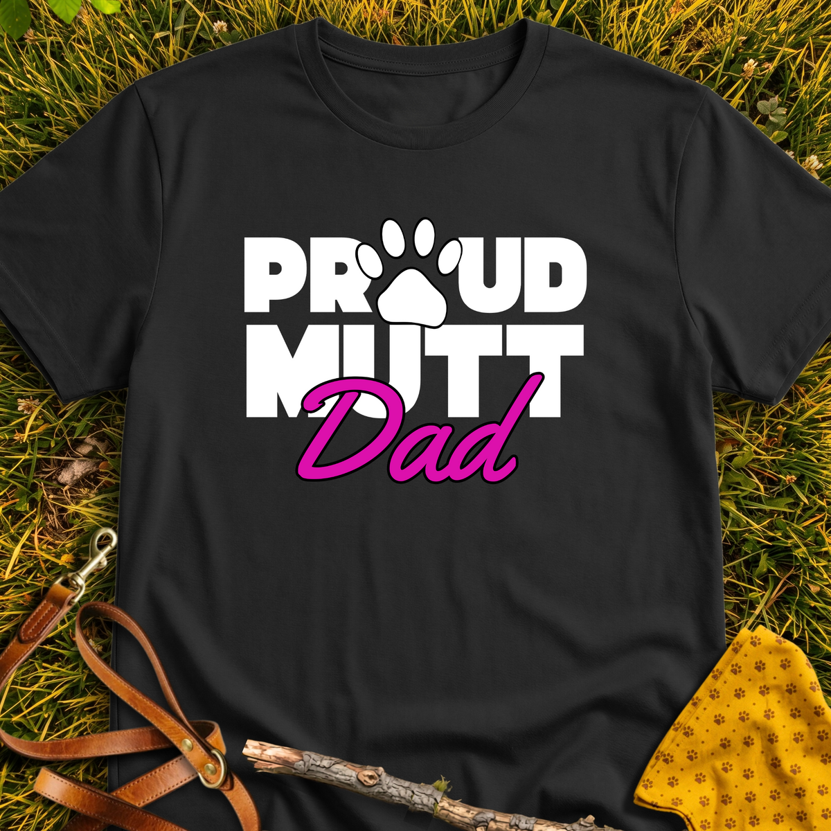 Proud Mutt Dad T-shirt T-shirt in Black - Furever Mode rescue dog tee