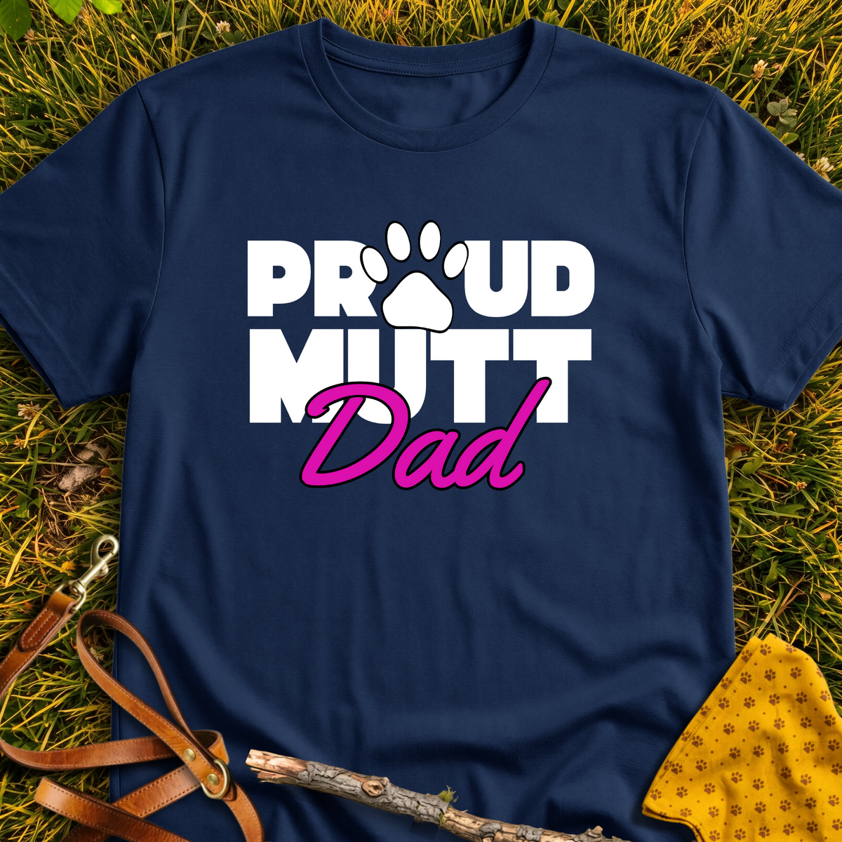 Proud Mutt Dad T-shirt T-shirt in Navy - Furever Mode rescue dog tee