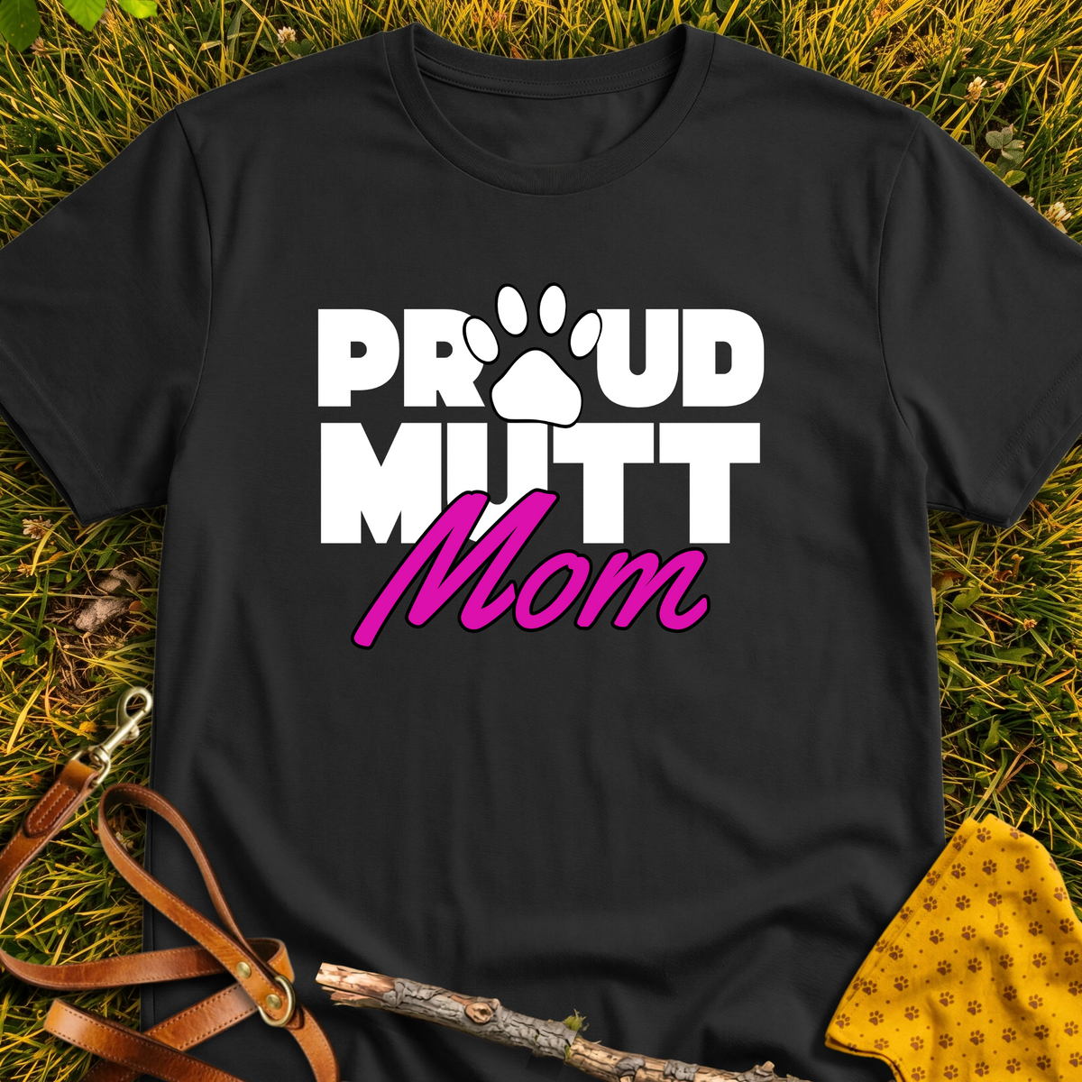 Proud Mutt Mom T-shirt T-shirt in Black - Furever Mode rescue dog tee