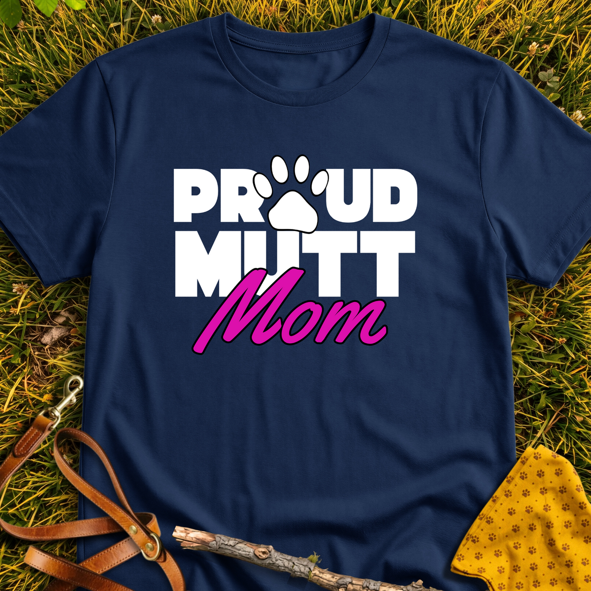 Proud Mutt Mom T-shirt T-shirt in Navy - Furever Mode rescue dog tee