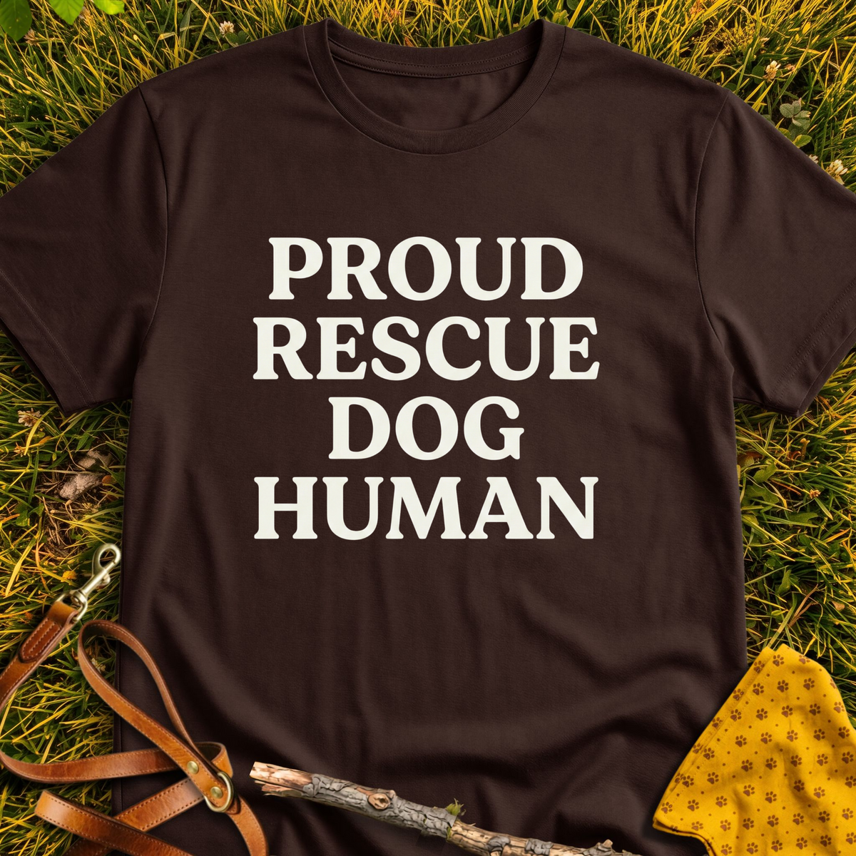 Proud Rescue Human T-shirt T-shirt in Dark Chocolate - Furever Mode rescue dog tee