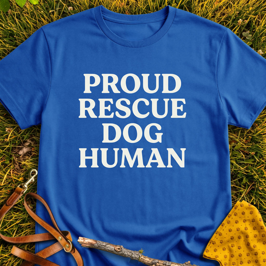 Proud Rescue Human T-shirt T-shirt in Royal - Furever Mode rescue dog tee