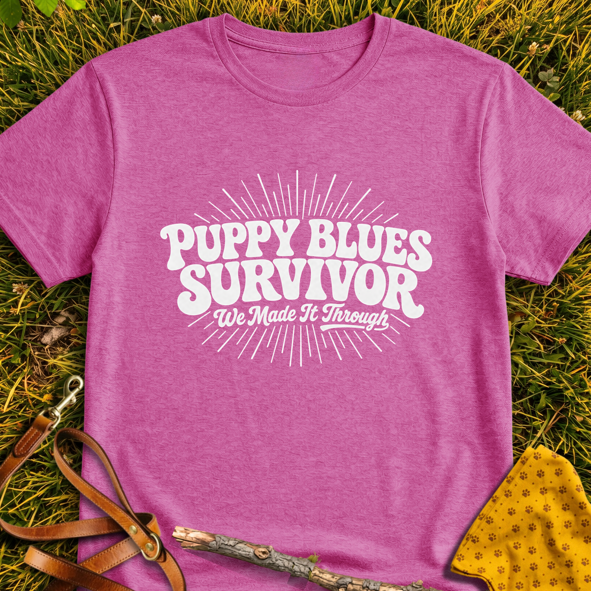 Puppy Blues T-shirt T-shirt in Heather Berry - Furever Mode rescue dog tee