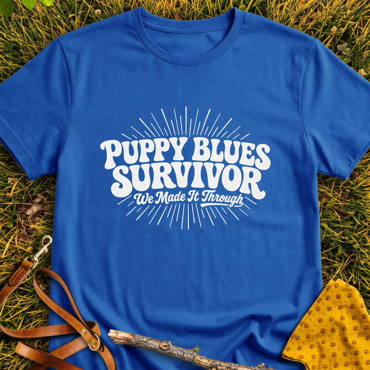 Puppy Blues T-shirt T-shirt in Royal - Furever Mode rescue dog tee