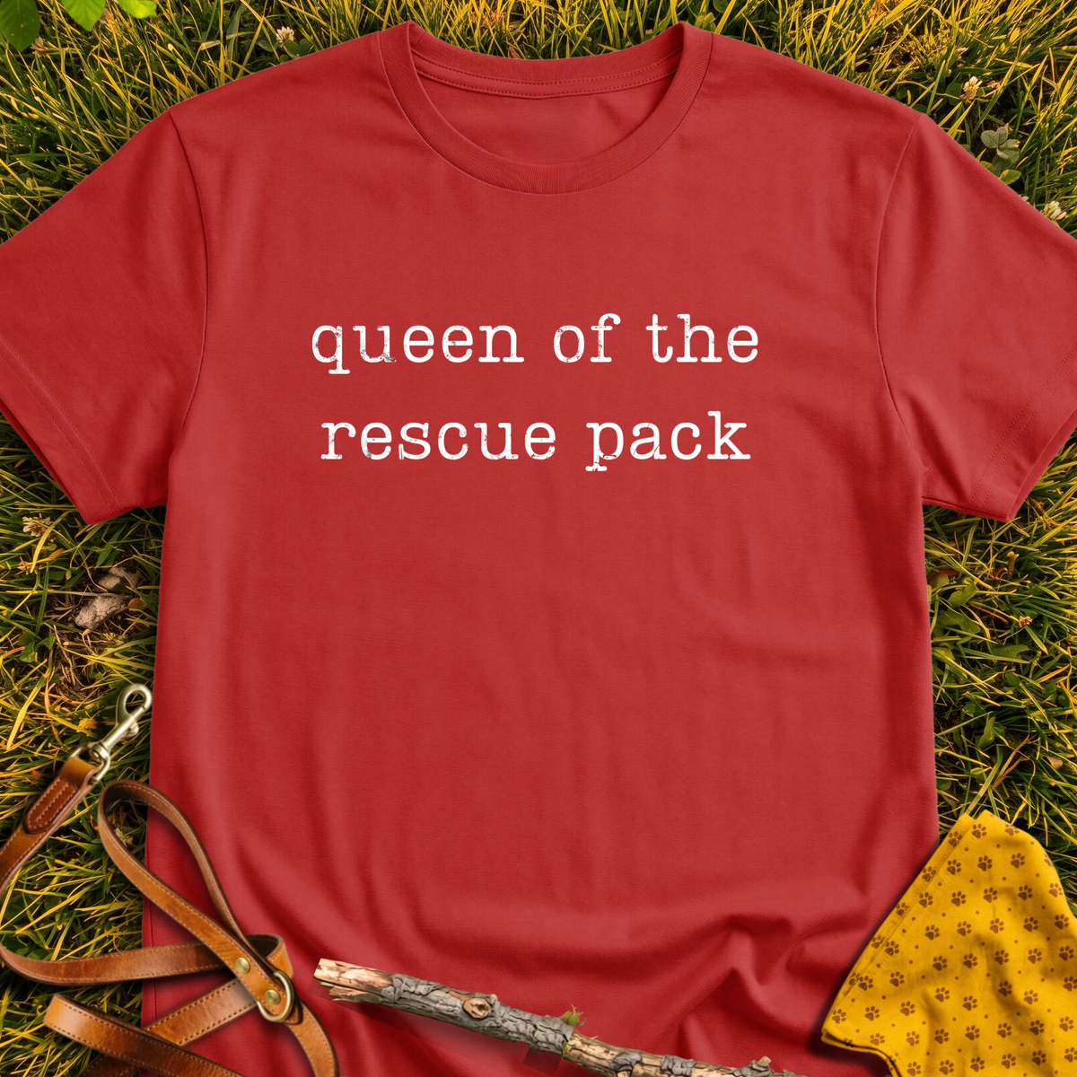Queen of the Pack T-shirt T-shirt in Red - Furever Mode rescue dog tee