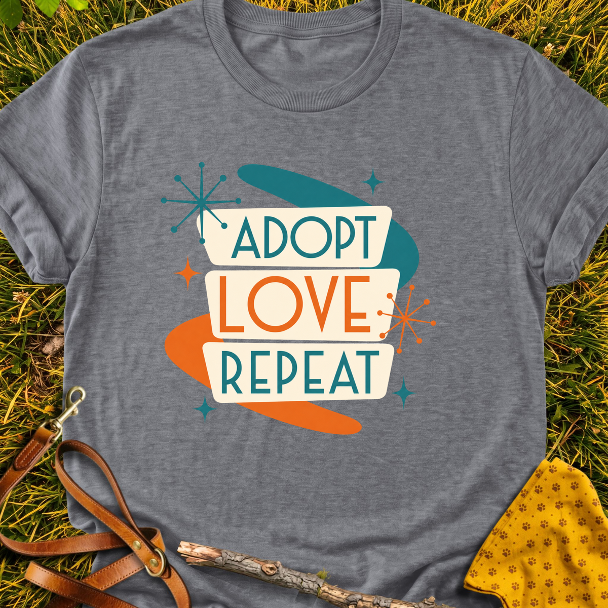 Repeat Love T-shirt T-shirt in Graphite Heather - Furever Mode rescue dog tee