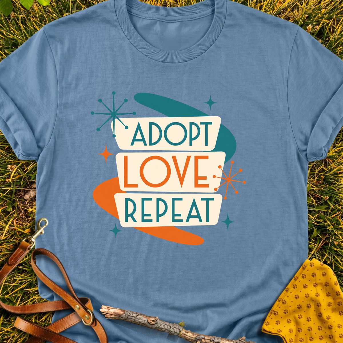 Repeat Love T-shirt T-shirt in Indigo Blue - Furever Mode rescue dog tee