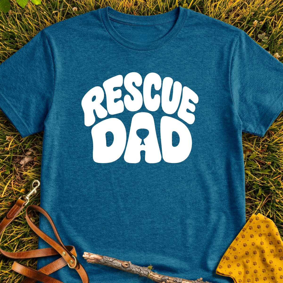 RescueDad T-shirt T-shirt in Antique Sapphire - Furever Mode rescue dog tee