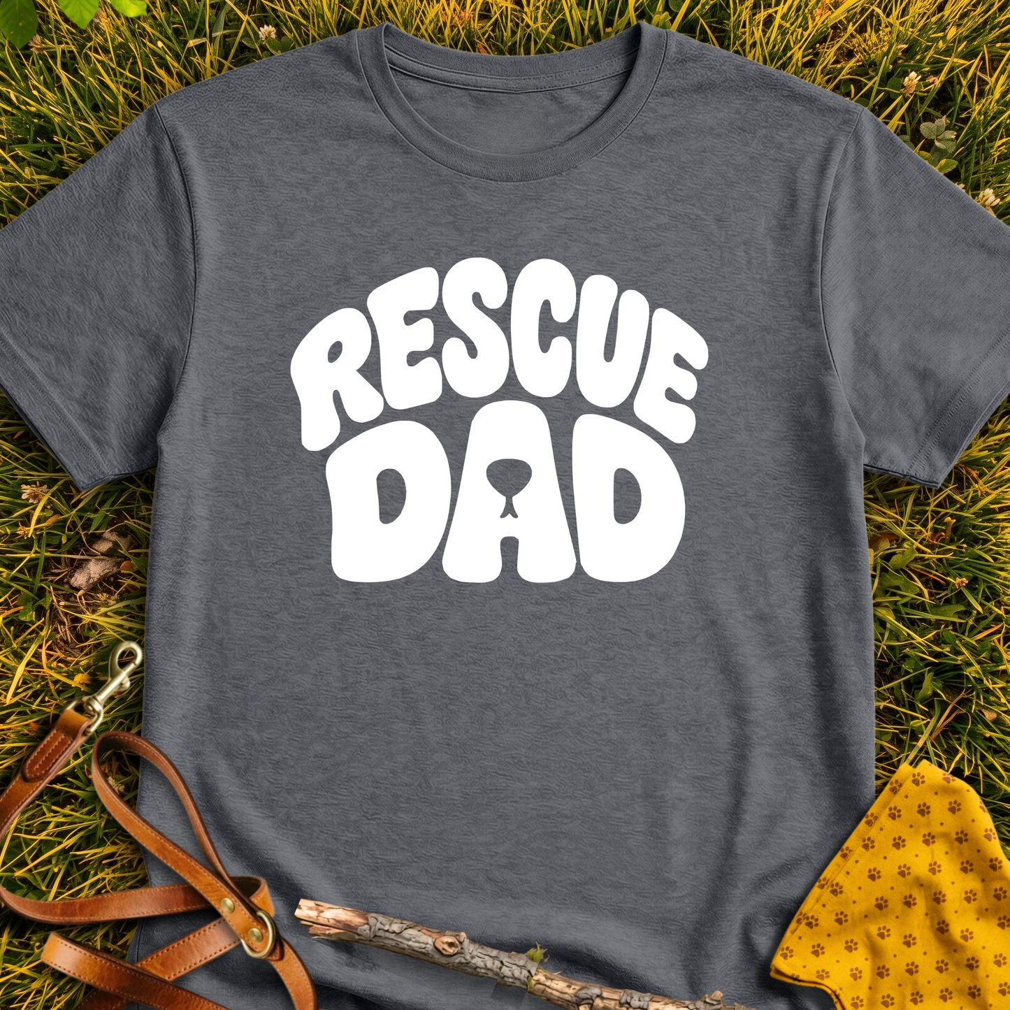 RescueDad T-shirt T-shirt in Dark Heather - Furever Mode rescue dog tee